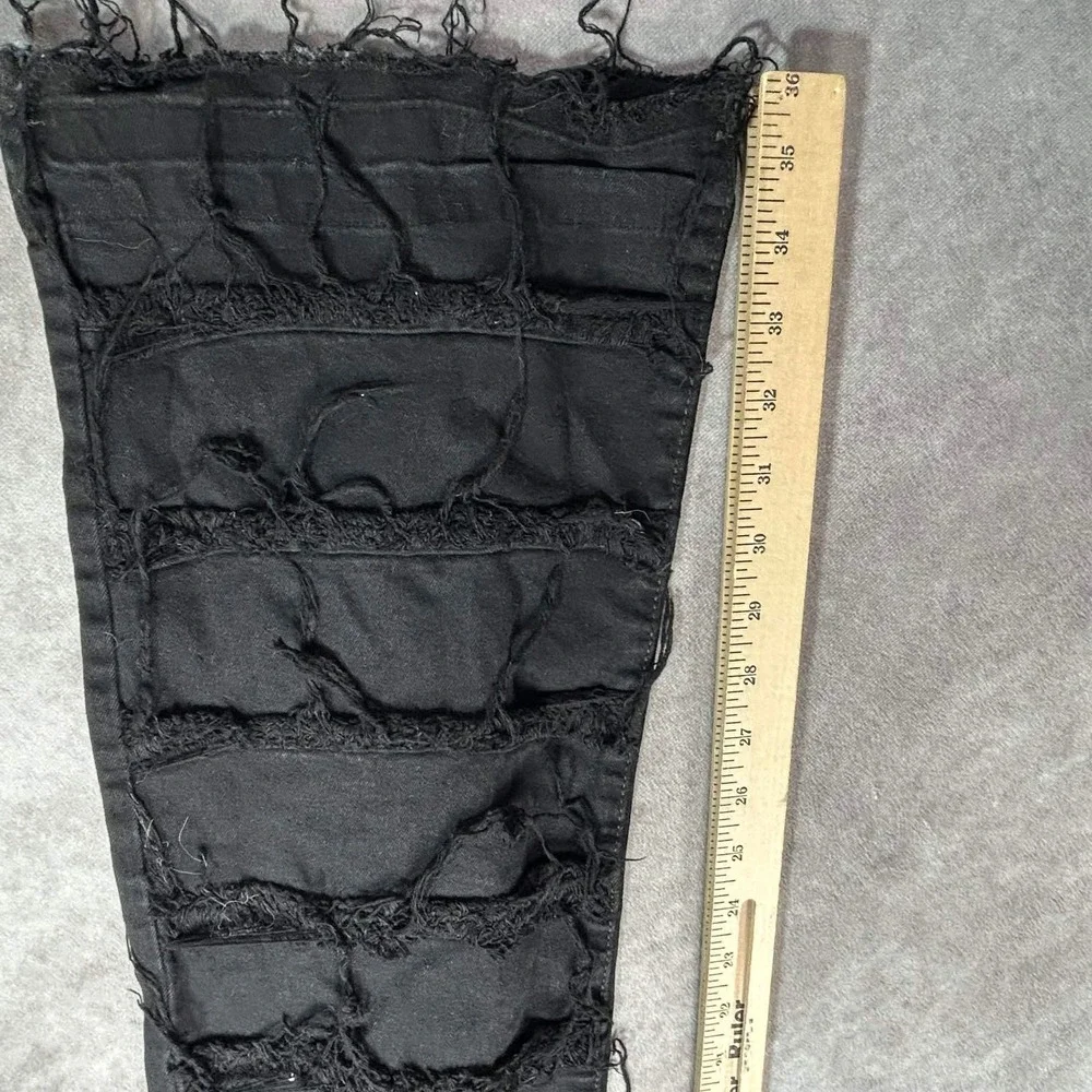 Rockstar Original Mens Black Heavily Distressed Stacked Flare Jeans 38x36